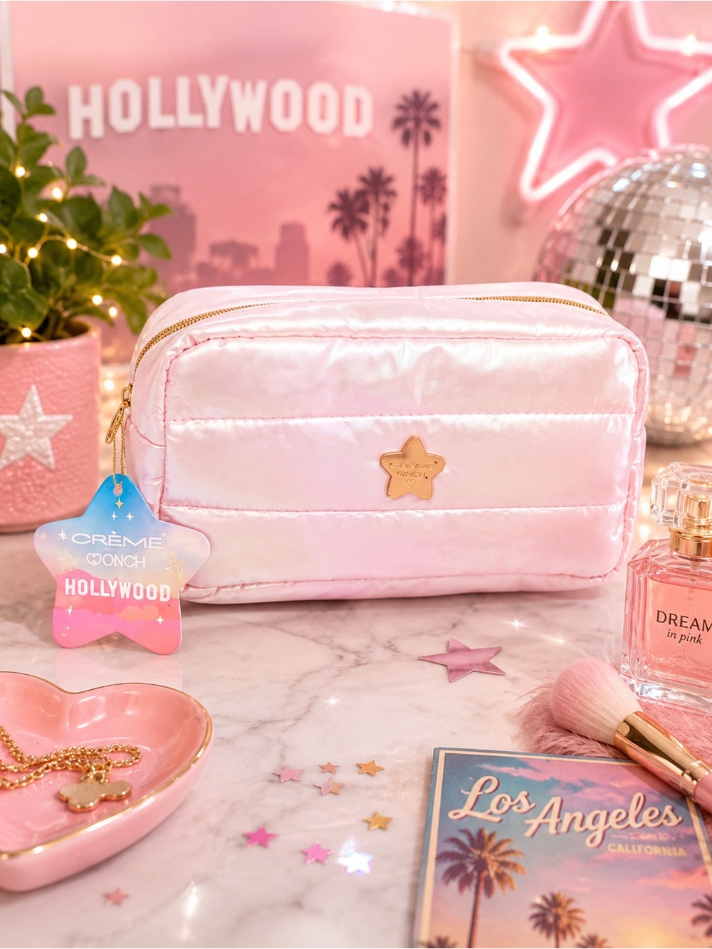 ✨ The Crème Shop x ONCH x Hollywood Wanderlust Travel Case – Pink NWT ✨